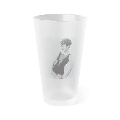 Gila Golan #06 - 8x10 B&W Upper Body Cheesecake Photo from Mid 60's (Vintage Female Icon) Frosted Pint Glass 16oz 16oz Frosted - Go Mug Yourself