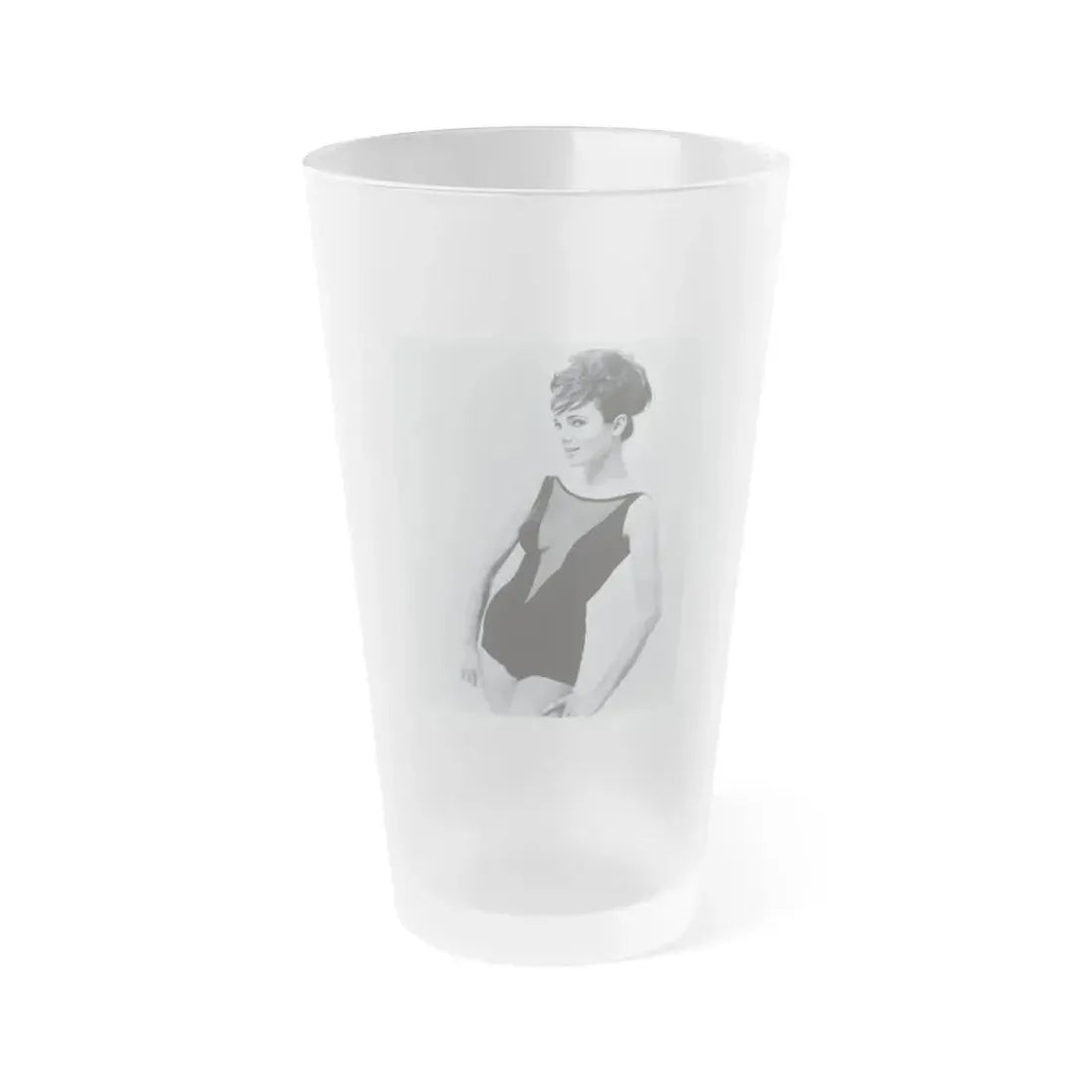 Gila Golan #06 - 8x10 B&W Upper Body Cheesecake Photo from Mid 60's (Vintage Female Icon) Frosted Pint Glass 16oz 16oz Frosted - Go Mug Yourself
