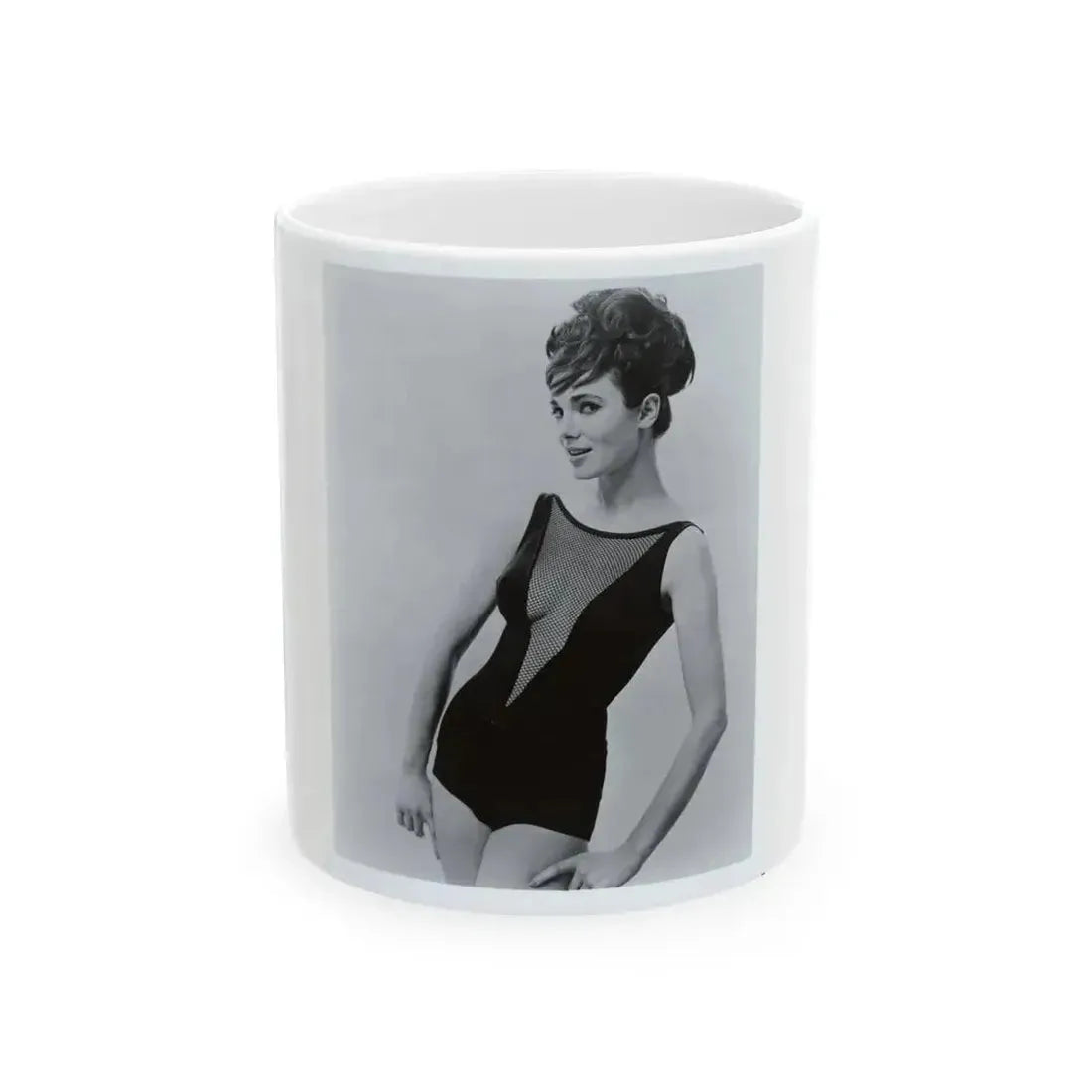 Gila Golan #06 - 8x10 B&W Upper Body Cheesecake Photo from Mid 60's (Vintage Female Icon) White Coffee Mug 11oz - Go Mug Yourself