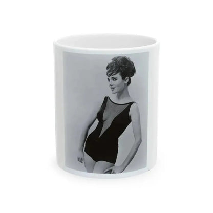 Gila Golan #06 - 8x10 B&W Upper Body Cheesecake Photo from Mid 60's (Vintage Female Icon) White Coffee Mug 11oz - Go Mug Yourself