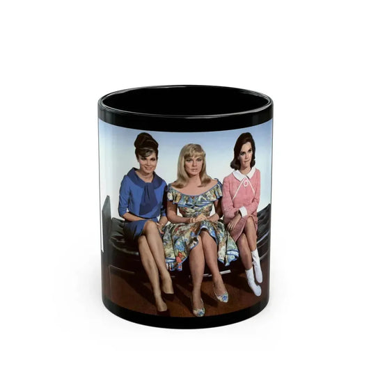Gila Golan #123 - Gila with Leslie Parrish & 1 other Three On A Couch '66 Promo Photo (Vintage Female Icon) Black Coffee Mug 11oz - Go Mug Yourself