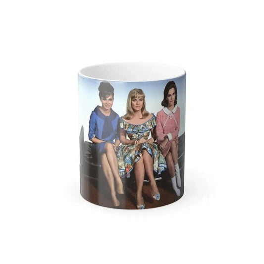 Gila Golan #123 - Gila with Leslie Parrish & 1 other Three On A Couch '66 Promo Photo (Vintage Female Icon) Color Changing Mug 11oz 11oz - Go Mug Yourself