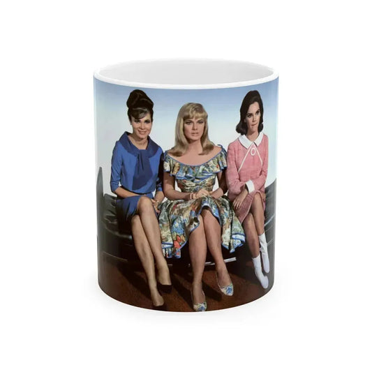 Gila Golan #123 - Gila with Leslie Parrish & 1 other Three On A Couch '66 Promo Photo (Vintage Female Icon) White Coffee Mug 11oz - Go Mug Yourself
