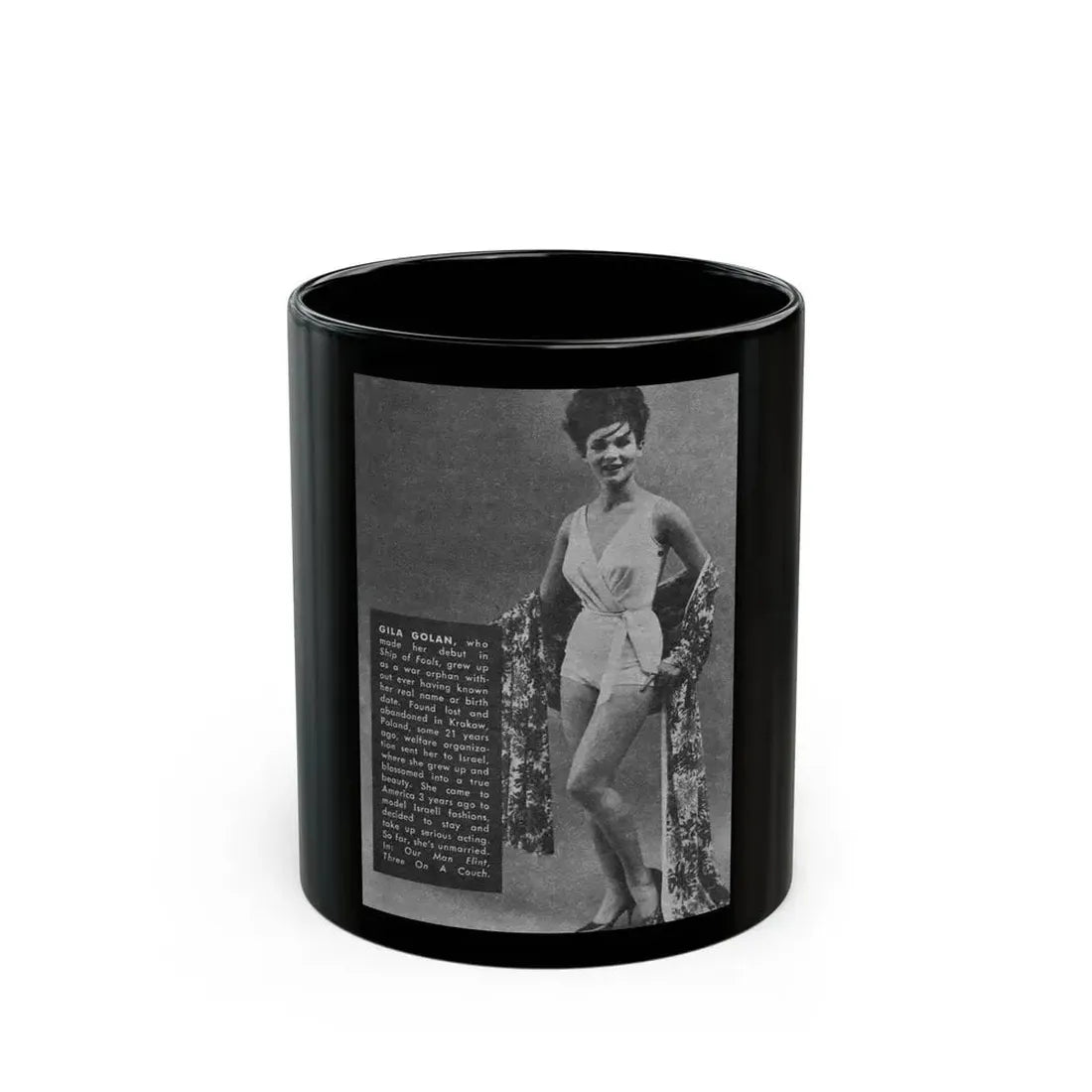 Gila Golan #125 (Vintage Female Icon) Black Coffee Mug 11oz - Go Mug Yourself