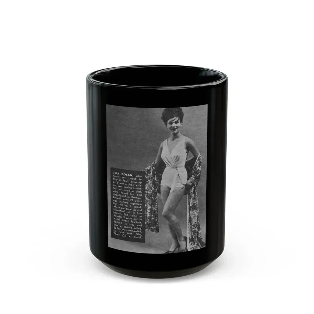 Gila Golan #125 (Vintage Female Icon) Black Coffee Mug 15oz - Go Mug Yourself