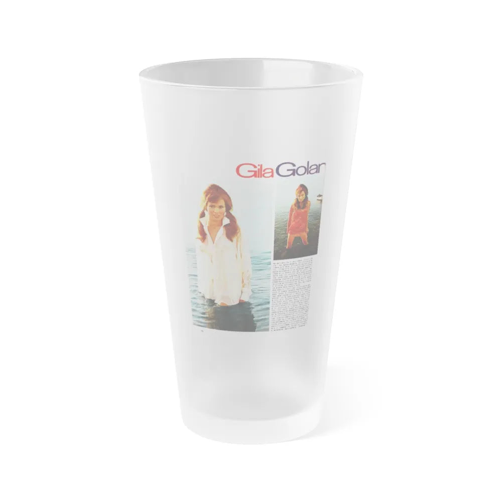 Gila Golan #128 - See through white wet top 1 (Vintage Female Icon) Frosted Pint Glass 16oz-16oz-Frosted-Go Mug Yourself