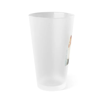 Gila Golan #128 - See through white wet top 1 (Vintage Female Icon) Frosted Pint Glass 16oz-Go Mug Yourself