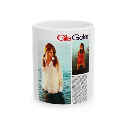 Gila Golan #128 - See through white wet top 1 (Vintage Female Icon) White Coffee Mug 11oz - Go Mug Yourself