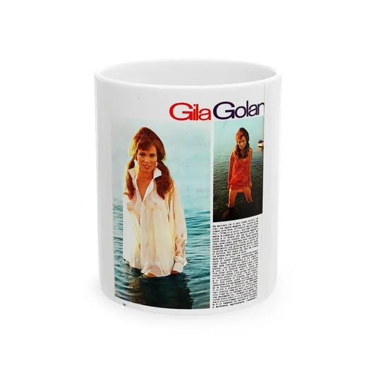 Gila Golan #128 - See through white wet top 1 (Vintage Female Icon) White Coffee Mug 11oz - Go Mug Yourself