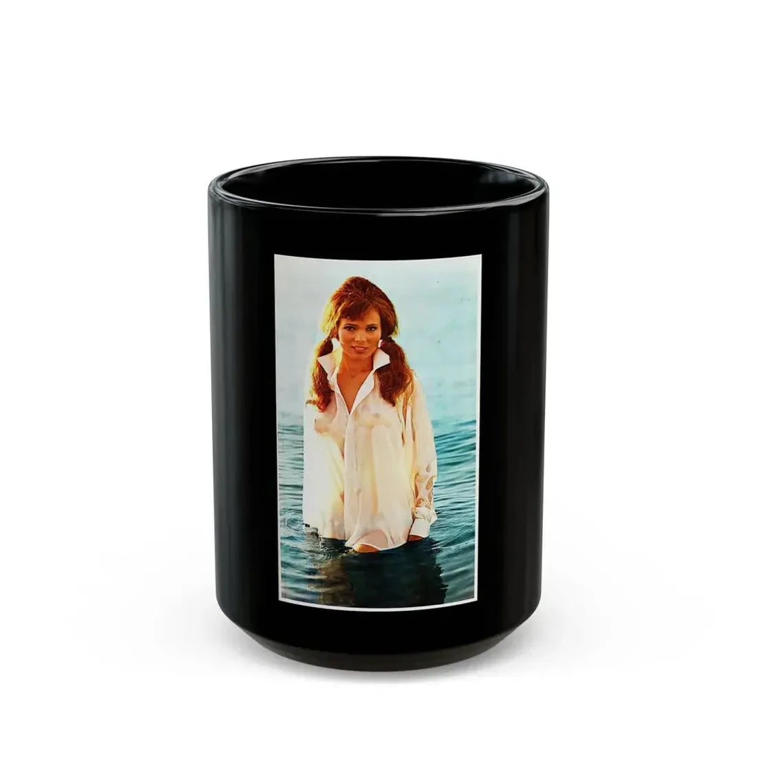 Gila Golan #128 - See through white wet top (Vintage Female Icon) Black Coffee Mug 15oz - Go Mug Yourself