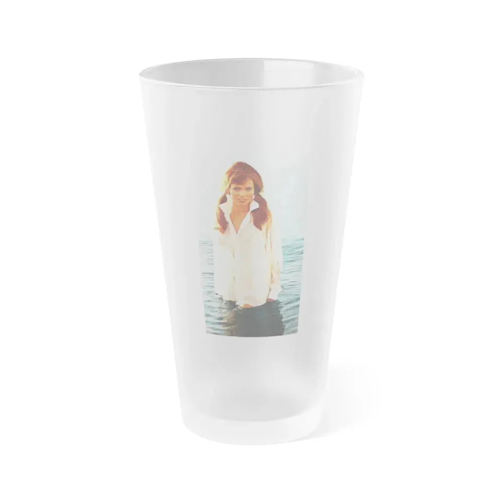 Gila Golan #128 - See through white wet top (Vintage Female Icon) Frosted Pint Glass 16oz 16oz Frosted - Go Mug Yourself