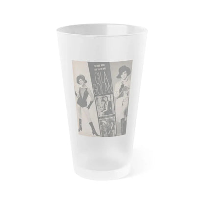 Gila Golan #152 - Photoplay Mag. July 1966 - 4 B&W Photos & Article about Gila (Vintage Female Icon) Frosted Pint Glass 16oz 16oz Frosted - Go Mug Yourself