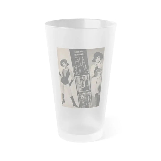 Gila Golan #152 - Photoplay Mag. July 1966 - 4 B&W Photos & Article about Gila (Vintage Female Icon) Frosted Pint Glass 16oz 16oz Frosted - Go Mug Yourself