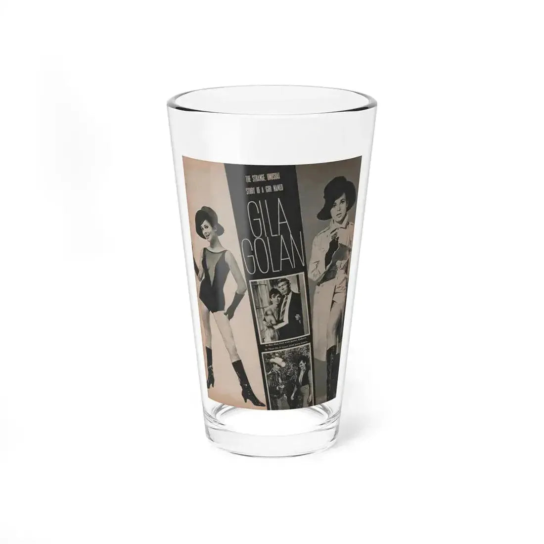 Gila Golan #152 - Photoplay Mag. July 1966 - 4 B&W Photos & Article about Gila (Vintage Female Icon) Pint Glass 16oz 16oz - Go Mug Yourself