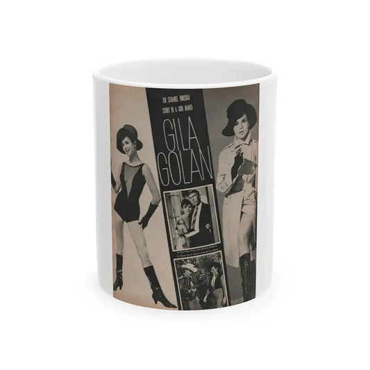 Gila Golan #152 - Photoplay Mag. July 1966 - 4 B&W Photos & Article about Gila (Vintage Female Icon) White Coffee Mug 11oz - Go Mug Yourself