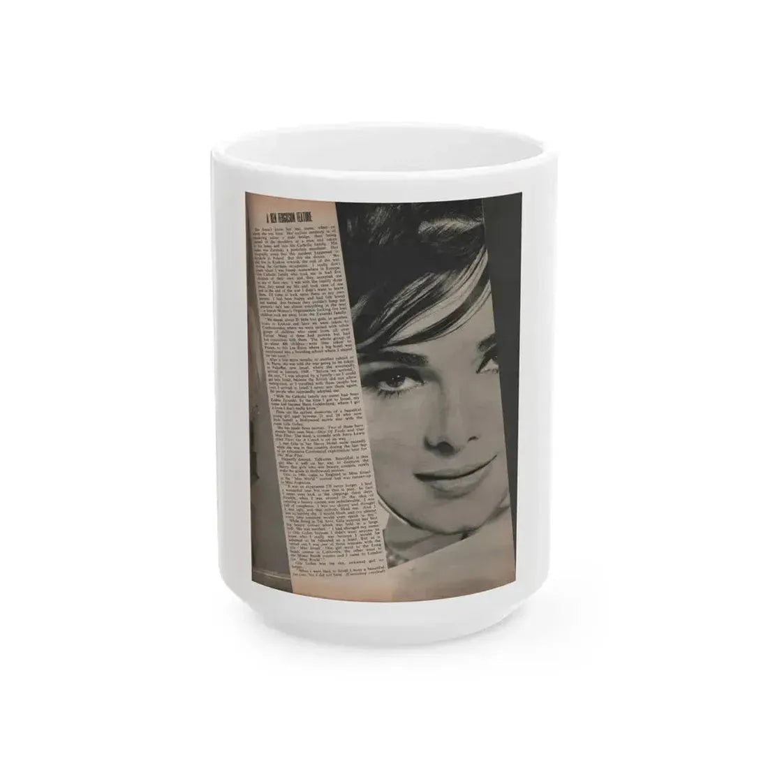 Gila Golan #153 - Photoplay Mag. July 1966 - 1 B&W Photo & Article Continued about Gila (Vintage Female Icon) White Coffee Mug 15oz - Go Mug Yourself
