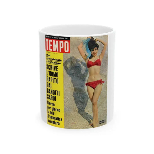 Gila Golan #165 - Tempo Italian Mag. 1967 - Gila on Cover in Color (Vintage Female Icon) White Coffee Mug 11oz - Go Mug Yourself