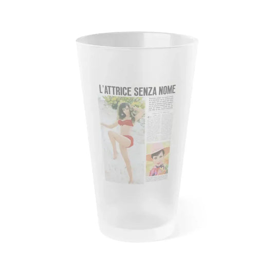 Gila Golan #166 - Tempo Italian Mag. 1967 - 1 Page 2 Color Photos (Vintage Female Icon) Frosted Pint Glass 16oz 16oz Frosted - Go Mug Yourself