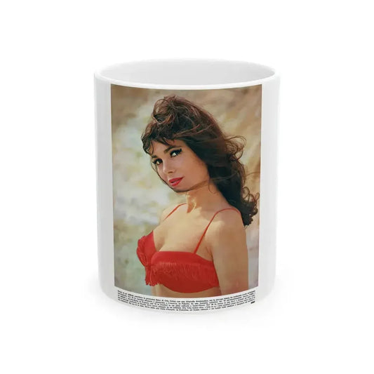 Gila Golan #167 - Tempo Italian Mag. 1967 - 1 Page 1 Color Photo 1 (Vintage Female Icon) White Coffee Mug 11oz - Go Mug Yourself