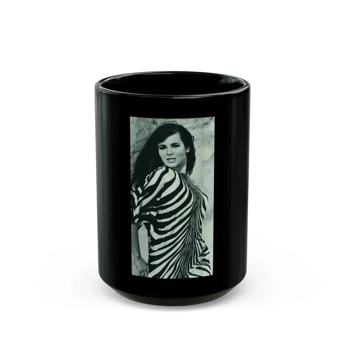 Gila Golan #168 - Tempo Italian Mag. 1967 - 1 Page 2 B&W Photos but cropped to 1 1 (Vintage Female Icon) Black Coffee Mug 15oz - Go Mug Yourself