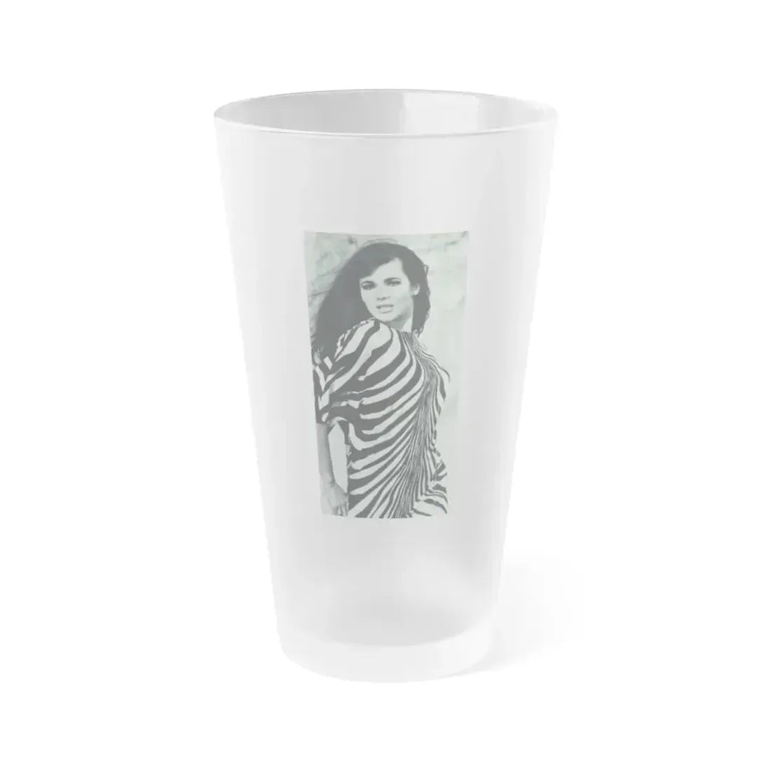 Gila Golan #168 - Tempo Italian Mag. 1967 - 1 Page 2 B&W Photos but cropped to 1 1 (Vintage Female Icon) Frosted Pint Glass 16oz 16oz Frosted - Go Mug Yourself