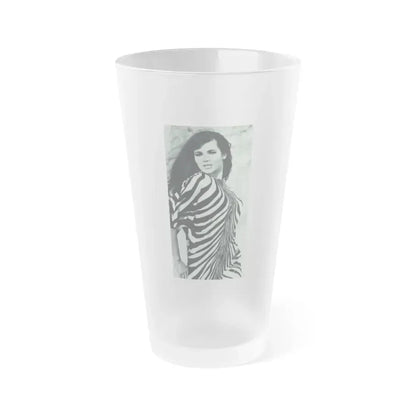 Gila Golan #168 - Tempo Italian Mag. 1967 - 1 Page 2 B&W Photos but cropped to 1 1 (Vintage Female Icon) Frosted Pint Glass 16oz 16oz Frosted - Go Mug Yourself