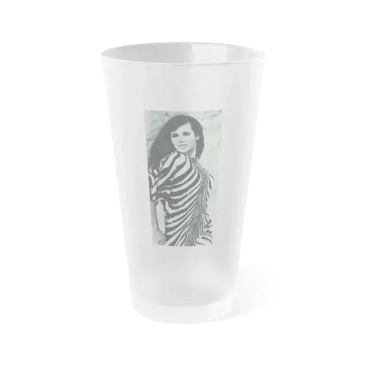 Gila Golan #168 - Tempo Italian Mag. 1967 - 1 Page 2 B&W Photos but cropped to 1 1 (Vintage Female Icon) Frosted Pint Glass 16oz 16oz Frosted - Go Mug Yourself