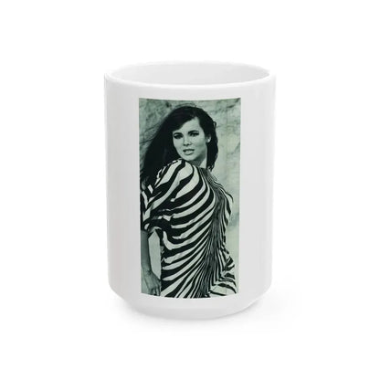 Gila Golan #168 - Tempo Italian Mag. 1967 - 1 Page 2 B&W Photos but cropped to 1 1 (Vintage Female Icon) White Coffee Mug 15oz - Go Mug Yourself