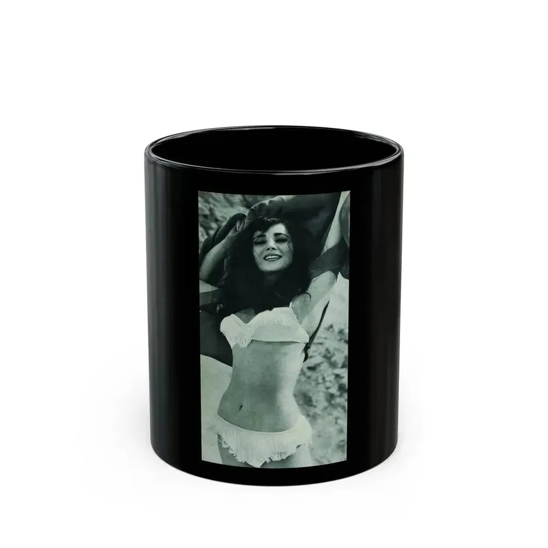 Gila Golan #168 - Tempo Italian Mag. 1967 - 1 Page 2 B&W Photos but cropped to 1 (Vintage Female Icon) Black Coffee Mug 11oz - Go Mug Yourself