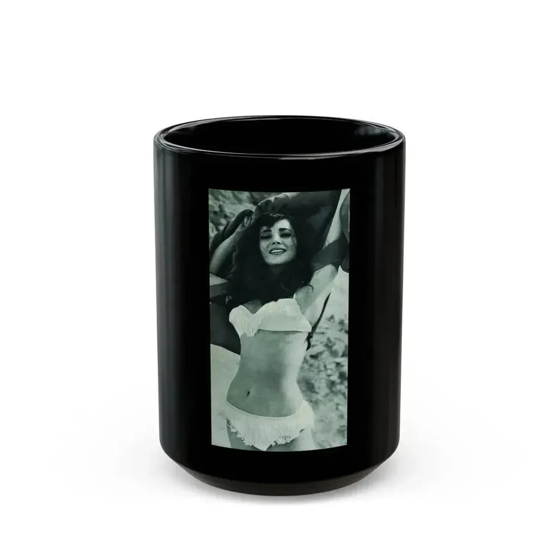 Gila Golan #168 - Tempo Italian Mag. 1967 - 1 Page 2 B&W Photos but cropped to 1 (Vintage Female Icon) Black Coffee Mug 15oz - Go Mug Yourself