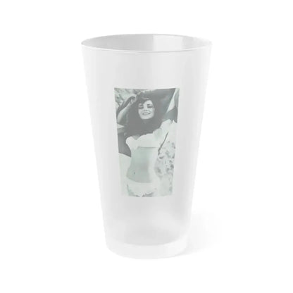 Gila Golan #168 - Tempo Italian Mag. 1967 - 1 Page 2 B&W Photos but cropped to 1 (Vintage Female Icon) Frosted Pint Glass 16oz 16oz Frosted - Go Mug Yourself