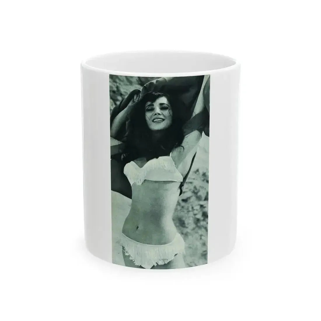Gila Golan #168 - Tempo Italian Mag. 1967 - 1 Page 2 B&W Photos but cropped to 1 (Vintage Female Icon) White Coffee Mug 11oz - Go Mug Yourself