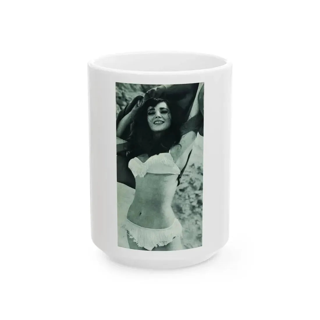 Gila Golan #168 - Tempo Italian Mag. 1967 - 1 Page 2 B&W Photos but cropped to 1 (Vintage Female Icon) White Coffee Mug 15oz - Go Mug Yourself