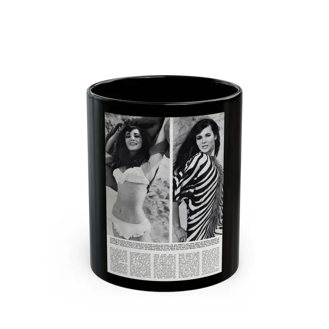 Gila Golan #168 - Tempo Italian Mag. 1967 - 1 Page 2 B&W Photos (Vintage Female Icon) Black Coffee Mug - Go Mug Yourself