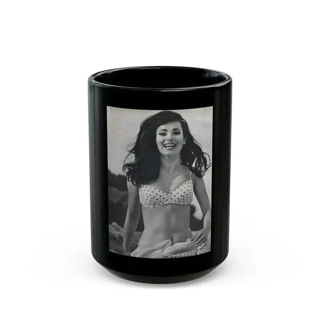 Gila Golan #169 - Tempo Italian Mag. 1967 - 1 Page 1 B&W Photo 1 (Vintage Female Icon) Black Coffee Mug 15oz - Go Mug Yourself