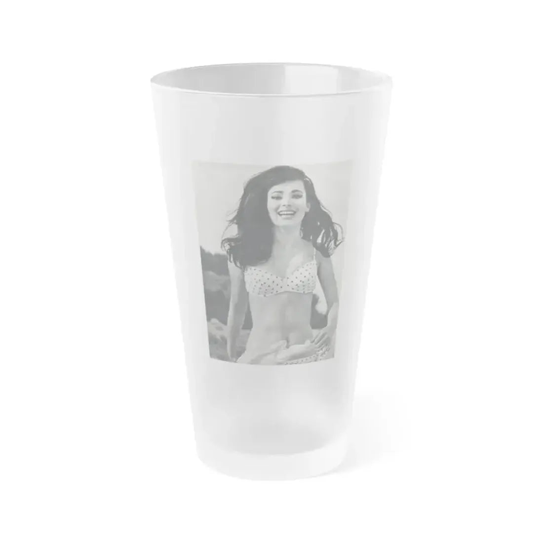 Gila Golan #169 - Tempo Italian Mag. 1967 - 1 Page 1 B&W Photo 1 (Vintage Female Icon) Frosted Pint Glass 16oz 16oz Frosted - Go Mug Yourself