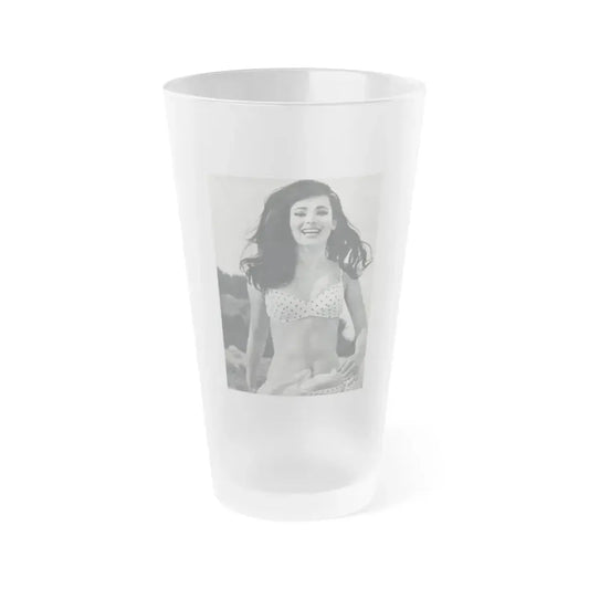 Gila Golan #169 - Tempo Italian Mag. 1967 - 1 Page 1 B&W Photo 1 (Vintage Female Icon) Frosted Pint Glass 16oz 16oz Frosted - Go Mug Yourself