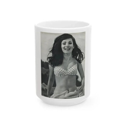 Gila Golan #169 - Tempo Italian Mag. 1967 - 1 Page 1 B&W Photo 1 (Vintage Female Icon) White Coffee Mug 15oz - Go Mug Yourself