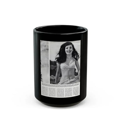 Gila Golan #169 - Tempo Italian Mag. 1967 - 1 Page 1 B&W Photo (Vintage Female Icon) Black Coffee Mug 15oz - Go Mug Yourself