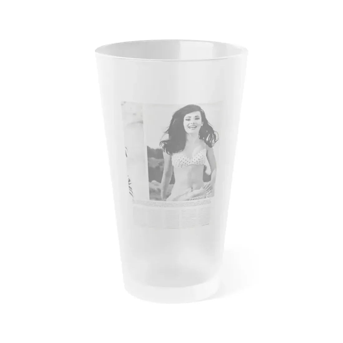 Gila Golan #169 - Tempo Italian Mag. 1967 - 1 Page 1 B&W Photo (Vintage Female Icon) Frosted Pint Glass 16oz 16oz Frosted - Go Mug Yourself
