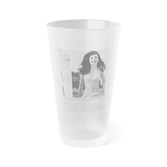 Gila Golan #169 - Tempo Italian Mag. 1967 - 1 Page 1 B&W Photo (Vintage Female Icon) Frosted Pint Glass 16oz 16oz Frosted - Go Mug Yourself
