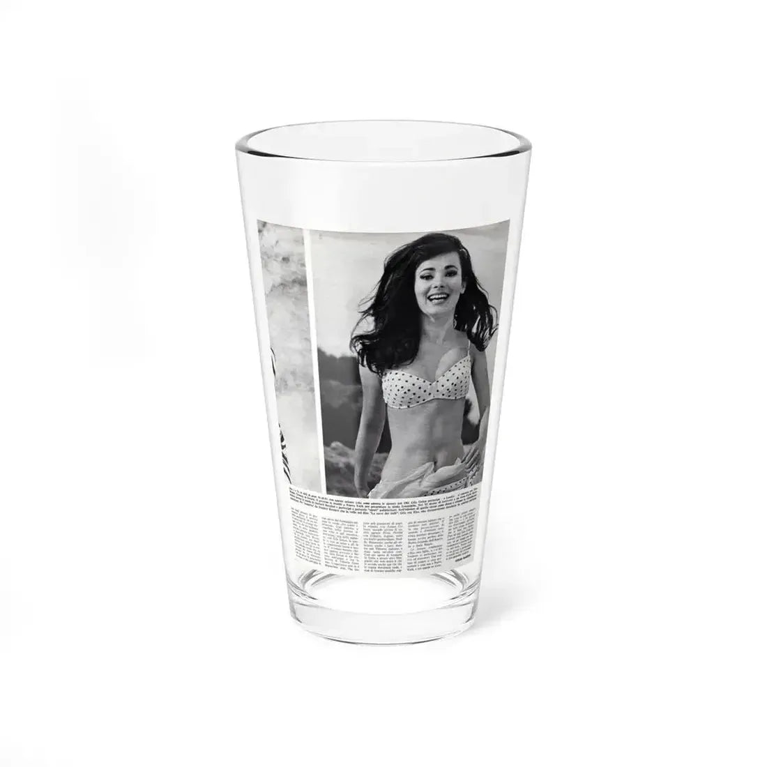 Gila Golan #169 - Tempo Italian Mag. 1967 - 1 Page 1 B&W Photo (Vintage Female Icon) Pint Glass 16oz 16oz - Go Mug Yourself
