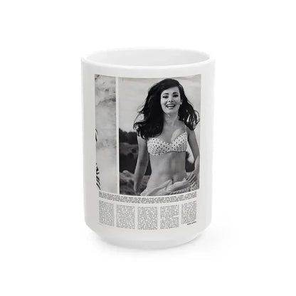 Gila Golan #169 - Tempo Italian Mag. 1967 - 1 Page 1 B&W Photo (Vintage Female Icon) White Coffee Mug 15oz - Go Mug Yourself