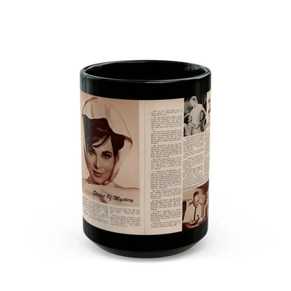 Gila Golan #170 - 1 B&W Glamour Headshot & Article on Gila from Millionaire Mag. March '66 (Vintage Female Icon) Black Coffee Mug 15oz - Go Mug Yourself