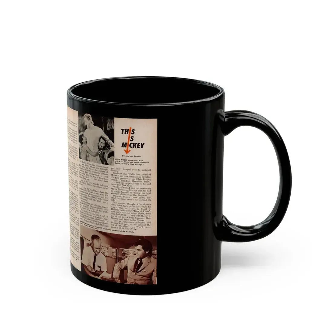 Gila Golan #170 - 1 B&W Glamour Headshot & Article on Gila from Millionaire Mag. March '66 (Vintage Female Icon) Black Coffee Mug - Go Mug Yourself