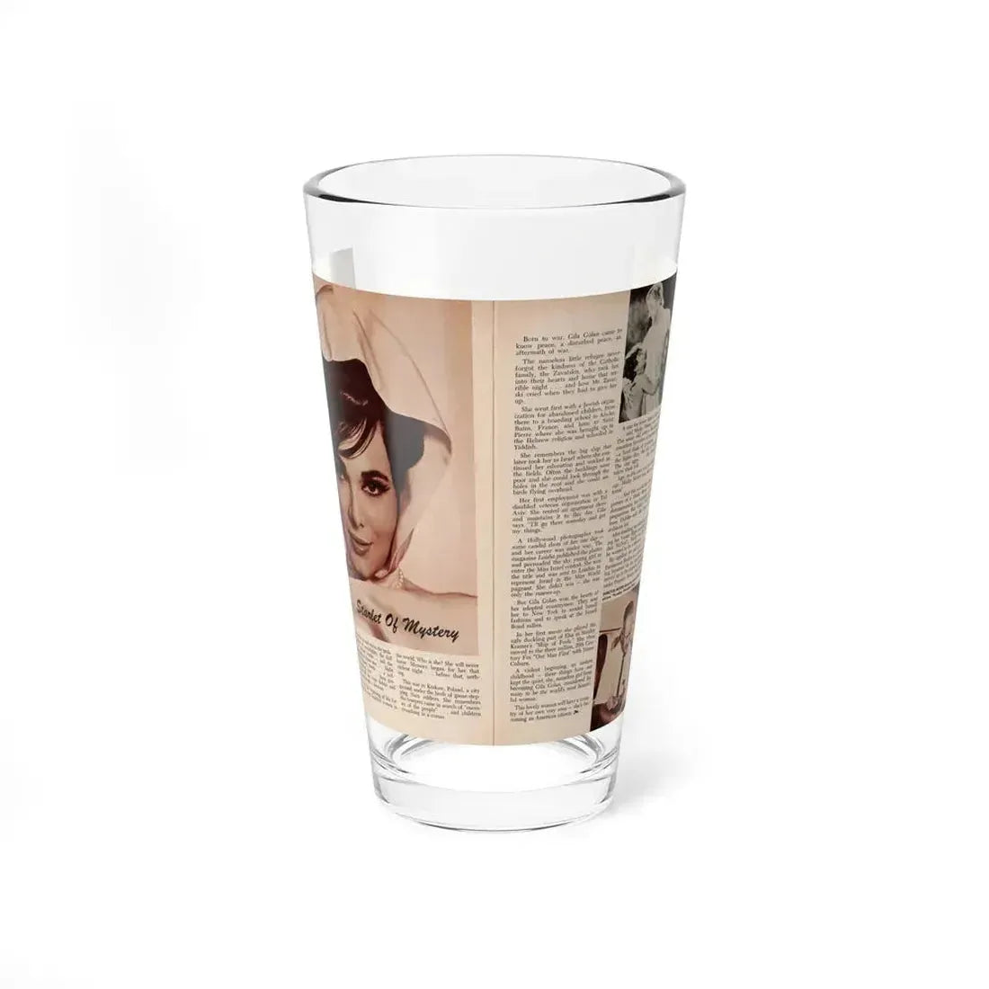 Gila Golan #170 - 1 B&W Glamour Headshot & Article on Gila from Millionaire Mag. March '66 (Vintage Female Icon) Pint Glass 16oz 16oz - Go Mug Yourself