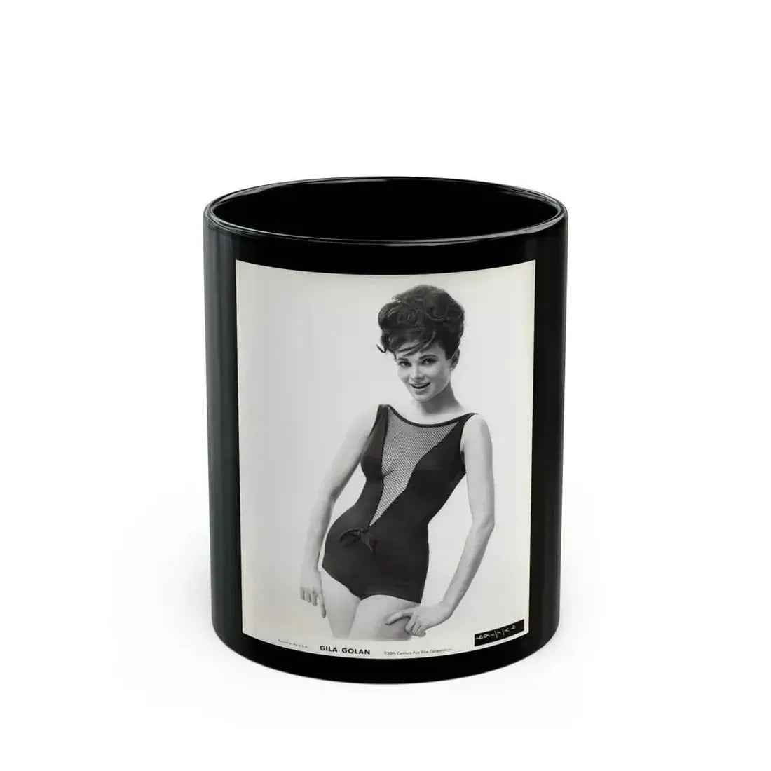 Gila Golan #199 - 8x10 B&W Upper Body Cheesecake Photo from Mid 60's (Vintage Female Icon) Black Coffee Mug 11oz - Go Mug Yourself