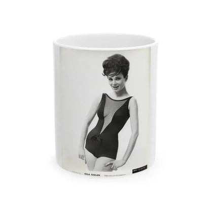 Gila Golan #199 - 8x10 B&W Upper Body Cheesecake Photo from Mid 60's (Vintage Female Icon) White Coffee Mug 11oz - Go Mug Yourself