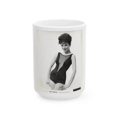 Gila Golan #199 - 8x10 B&W Upper Body Cheesecake Photo from Mid 60's (Vintage Female Icon) White Coffee Mug 15oz - Go Mug Yourself