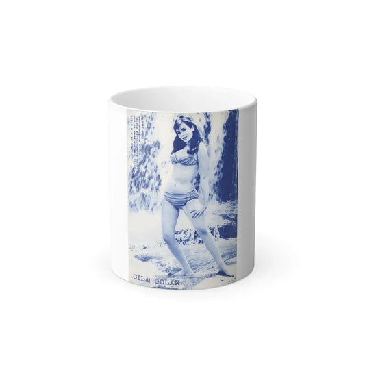 Gila Golan #70 - 7x10 B&W Full Body 2-Piece Bikini Pin-Up Page in Blue Tint from 60's Japanese Mag. Page (Vintage Female Icon) Color Changing Mug 11oz 11oz - Go Mug Yourself